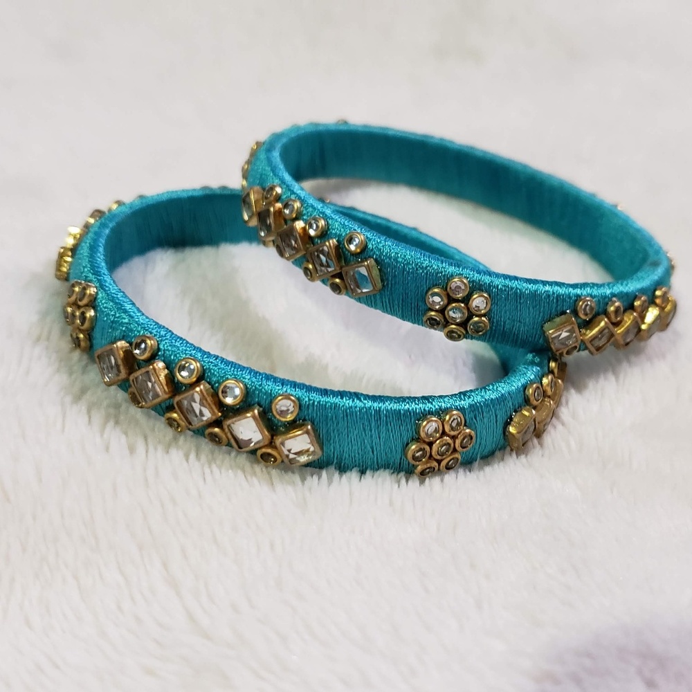 New Silk thread Indian Bangles Blue party wear